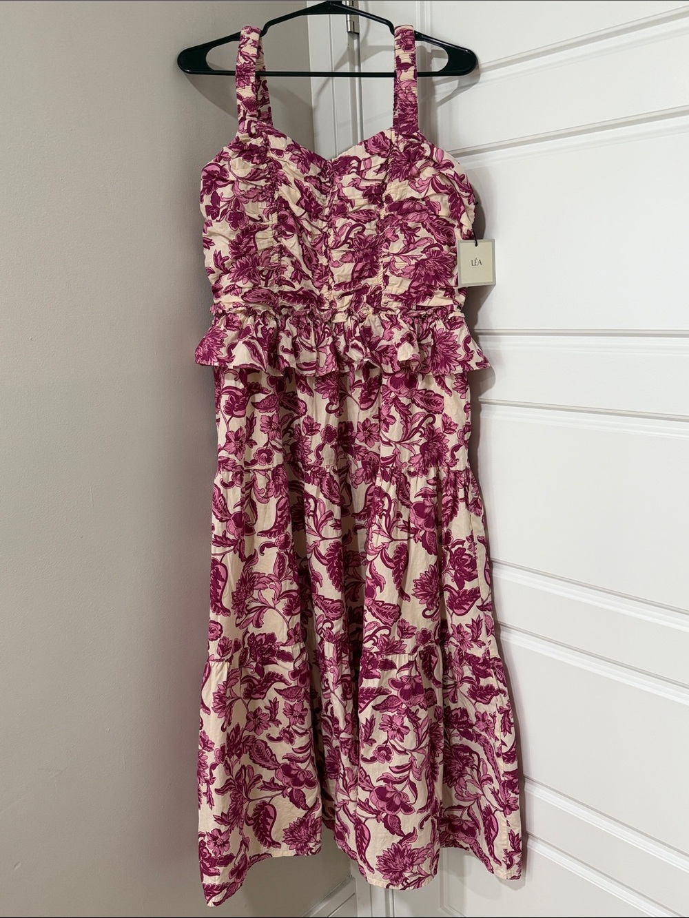 ‼️FINAL SALE‼️ LEA Floral Ruffle Bodice Dress - Floral Pink Cream Size L Womens